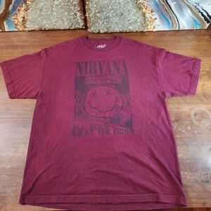 Philcos Nirvana T Shirt At The Door 1990 Show Maroon Size XL